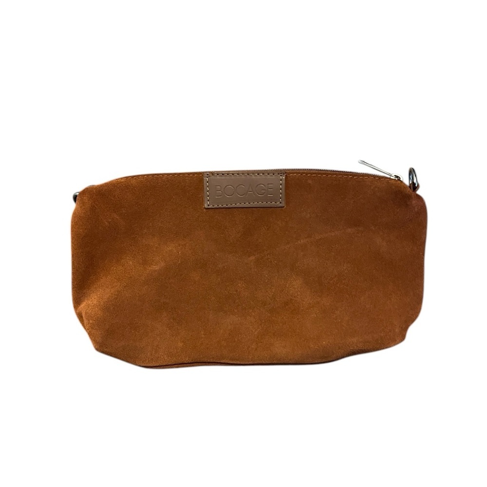 BOCAGE Suede Makeup Pouch in Warm Brown